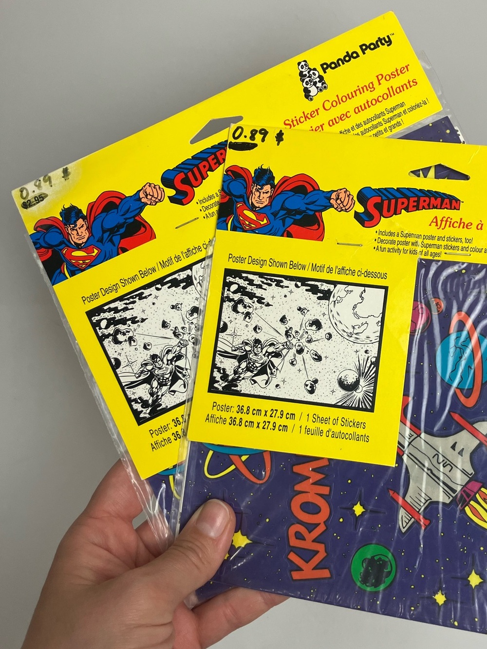 Vintage Superman Coloring Poster Sticker 1992 DC Comics 90s Stickers Nostalgia